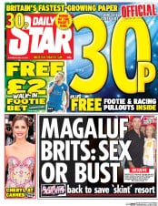 Daily Star () Newspaper Front Page for 14 May 2016