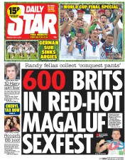Daily Star () Newspaper Front Page for 14 July 2014