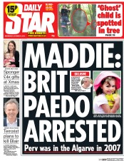 Daily Star () Newspaper Front Page for 15 October 2014