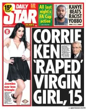Daily Star () Newspaper Front Page for 15 January 2014