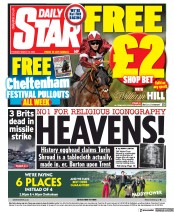 Daily Star () Newspaper Front Page for 15 March 2022