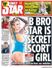 Daily Star () Newspaper Front Page for 15 April 2014