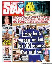 Daily Star () Newspaper Front Page for 15 April 2022
