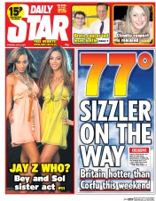Daily Star () Newspaper Front Page for 15 May 2014