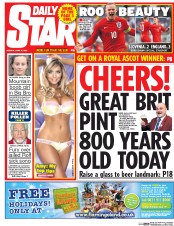 Daily Star () Newspaper Front Page for 15 June 2015