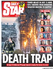 Daily Star () Newspaper Front Page for 15 June 2017