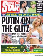 Daily Star () Newspaper Front Page for 15 June 2018
