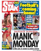 Daily Star () Newspaper Front Page for 15 June 2020