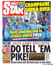 Daily Star () Newspaper Front Page for 15 July 2019