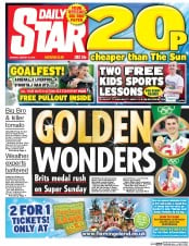 Daily Star () Newspaper Front Page for 15 August 2016
