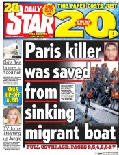 Daily Star () Newspaper Front Page for 16 November 2015