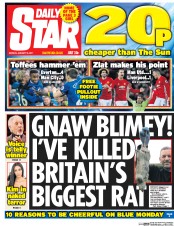 Daily Star () Newspaper Front Page for 16 January 2017