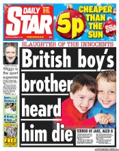 Daily Star () Newspaper Front Page for 17 December 2012