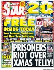 Daily Star () Newspaper Front Page for 17 December 2016