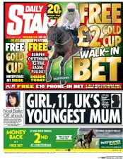 Daily Star () Newspaper Front Page for 17 March 2017