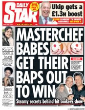 Daily Star () Newspaper Front Page for 17 April 2015