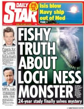 Daily Star () Newspaper Front Page for 17 July 2015