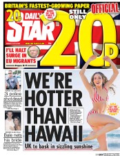 Daily Star () Newspaper Front Page for 18 July 2016