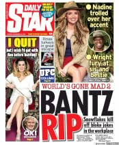 Daily Star () Newspaper Front Page for 19 November 2019