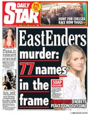 Daily Star () Newspaper Front Page for 19 February 2015