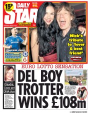 Daily Star () Newspaper Front Page for 19 March 2014