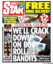 Daily Star () Newspaper Front Page for 19 March 2020