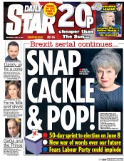 Daily Star () Newspaper Front Page for 19 April 2017