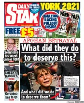 Daily Star () Newspaper Front Page for 19 August 2021