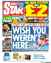 Daily Star () Newspaper Front Page for 19 August 2022