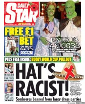 Daily Star () Newspaper Front Page for 1 November 2019