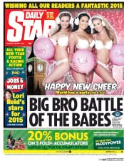 Daily Star () Newspaper Front Page for 1 January 2015