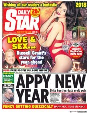 Daily Star () Newspaper Front Page for 1 January 2018