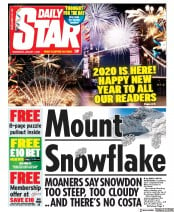 Daily Star () Newspaper Front Page for 1 January 2020