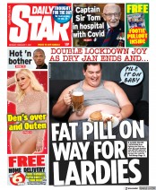 Daily Star () Newspaper Front Page for 1 February 2021