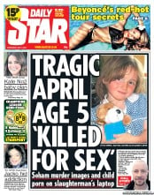 Daily Star () Newspaper Front Page for 1 May 2013