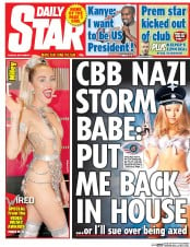 Daily Star () Newspaper Front Page for 1 September 2015
