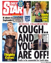 Daily Star () Newspaper Front Page for 1 September 2020
