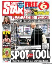 Daily Star () Newspaper Front Page for 20 October 2020