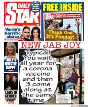 Daily Star () Newspaper Front Page for 20 November 2020