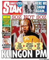 Daily Star () Newspaper Front Page for 20 April 2022