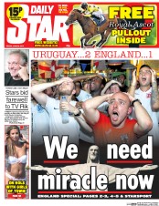 Daily Star () Newspaper Front Page for 20 June 2014