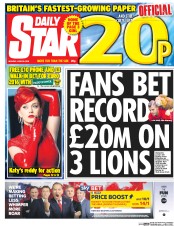 Daily Star () Newspaper Front Page for 20 June 2016