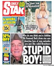 Daily Star () Newspaper Front Page for 20 July 2019
