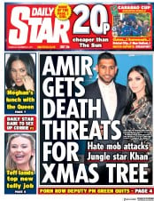 Daily Star () Newspaper Front Page for 21 December 2017