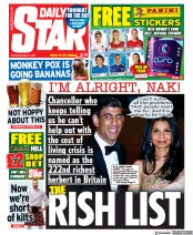 Daily Star () Newspaper Front Page for 21 May 2022
