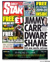 Daily Star () Newspaper Front Page for 21 June 2019