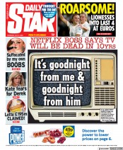 Daily Star () Newspaper Front Page for 21 July 2022