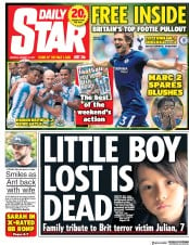 Daily Star () Newspaper Front Page for 21 August 2017