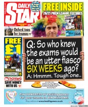 Daily Star () Newspaper Front Page for 21 August 2020