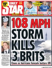 Daily Star () Newspaper Front Page for 22 October 2014